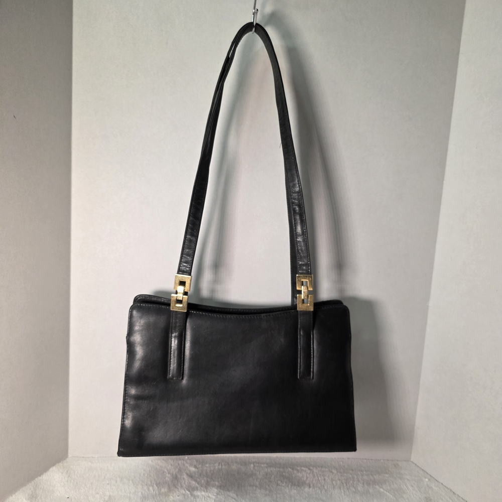 Jones New York Black‎ Leather Shoulder Bag with Gold Accents
